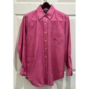 Lauren Ralph Lauren Womens Size 8 Bright Pink Linen Button Down Shirt Blouse